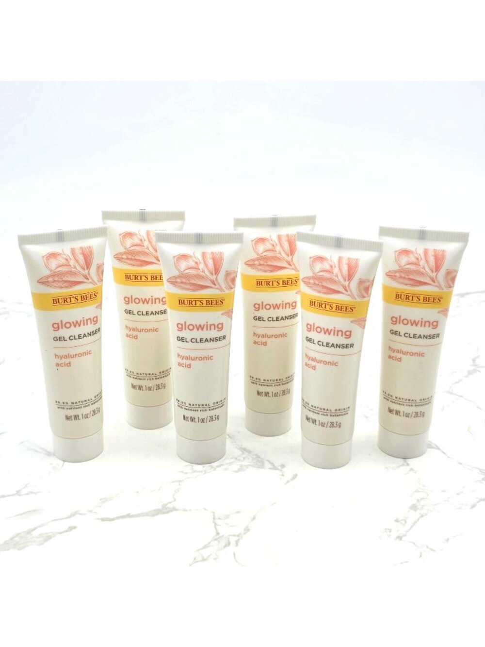 Burts Bees Glowing Gel Cleanser 1 oz Hyaluronic Acid Purse Travel Size Set Of 6